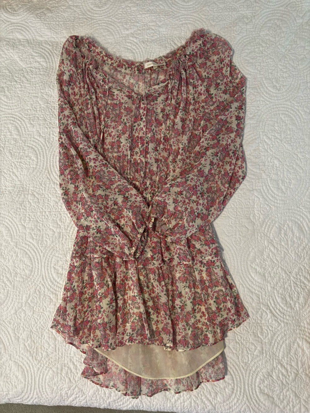 LoveShackFancy Pink Floral Peasant Tunic Blouse